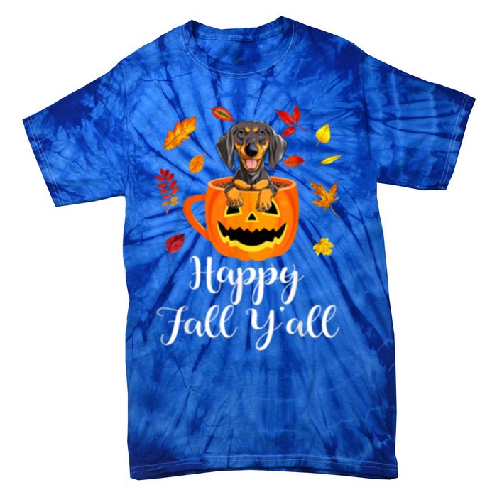 Dachshund Dog Autumn Fall Pumpkin Truck Mappe Thanksgiving Gift Tie-Dye T-Shirt