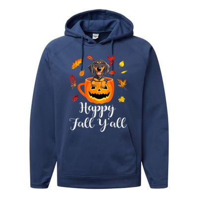 Dachshund Dog Autumn Fall Pumpkin Truck Mappe Thanksgiving Gift Performance Fleece Hoodie