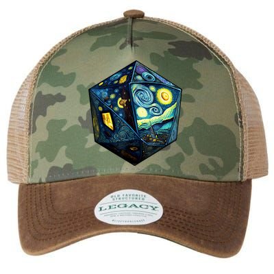 D20 Dice Art Van Gogh Starry Night Cool Realistic D20 Dice Legacy Tie Dye Trucker Hat