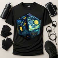 D20 Dice Art Van Gogh Starry Night Cool Realistic D20 Dice Performance Shirt