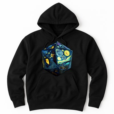 D20 Dice Art Van Gogh Starry Night Cool Realistic D20 Dice Hoodie