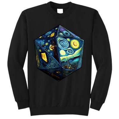 D20 Dice Art Van Gogh Starry Night Cool Realistic D20 Dice Sweatshirt