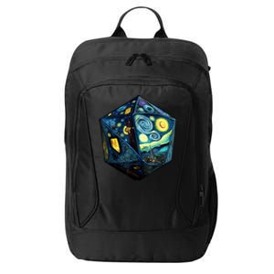 D20 Dice Art Van Gogh Starry Night Cool Realistic D20 Dice City Backpack