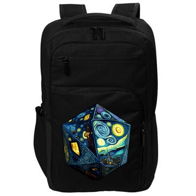 D20 Dice Art Van Gogh Starry Night Cool Realistic D20 Dice Impact Tech Backpack