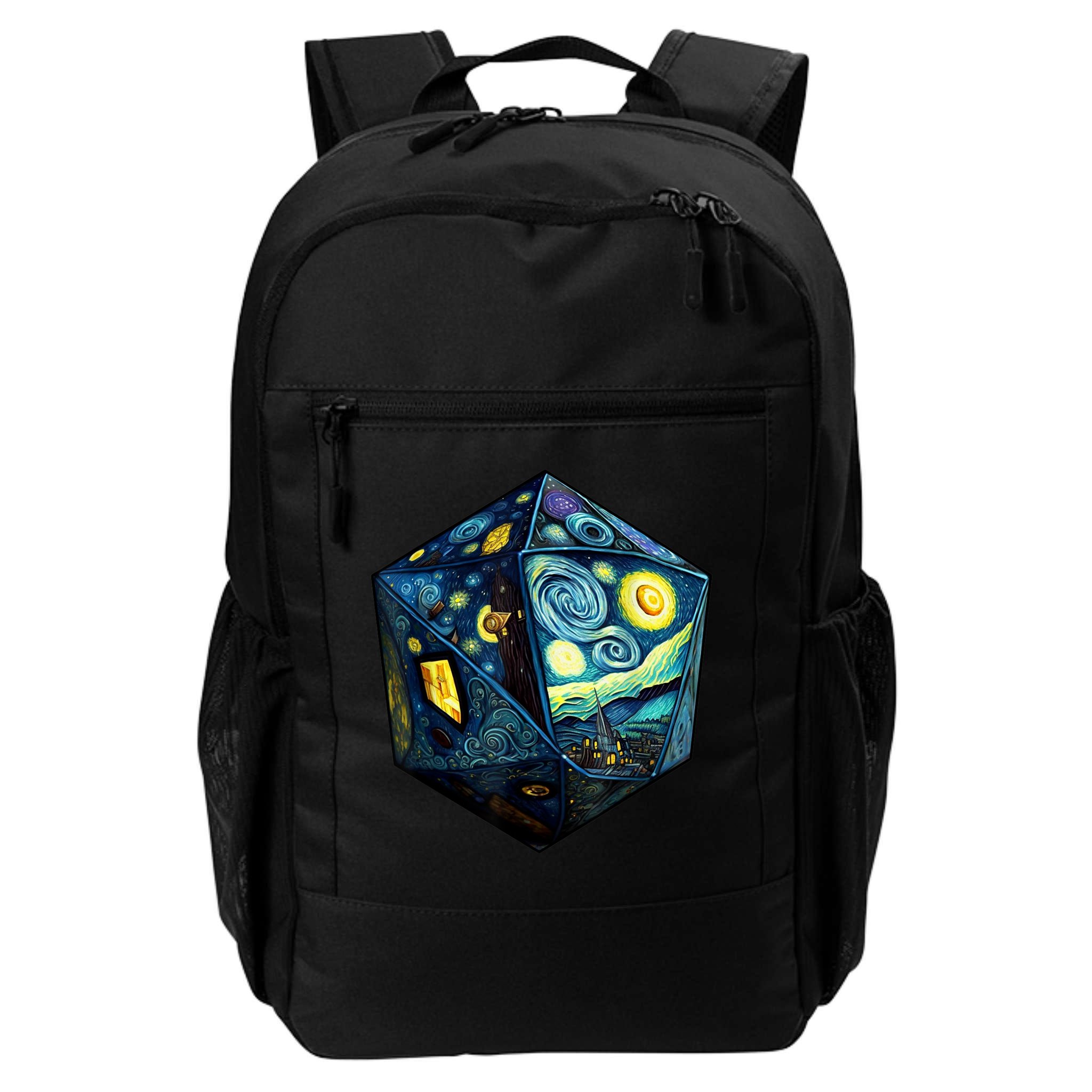 D20 Dice Art Van Gogh Starry Night Cool Realistic D20 Dice Backpack