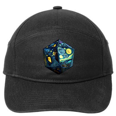 D20 Dice Art Van Gogh Starry Night Cool Realistic D20 Dice 7-Panel Snapback Hat