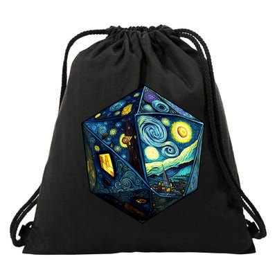 D20 Dice Art Van Gogh Starry Night Cool Realistic D20 Dice Drawstring Bag
