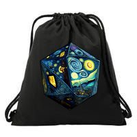 D20 Dice Art Van Gogh Starry Night Cool Realistic D20 Dice Drawstring Bag