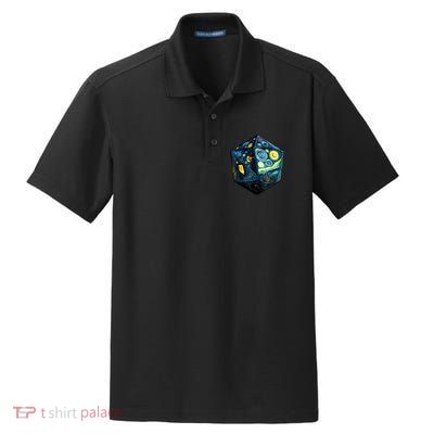D20 Dice Art Van Gogh Starry Night Cool Realistic D20 Dice Dry Zone Grid Polo