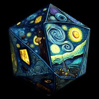 D20 Dice Art Van Gogh Starry Night Cool Realistic D20 Dice 16 in Basic Backpack