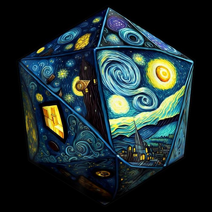 D20 Dice Art Van Gogh Starry Night Cool Realistic D20 Dice 16 in Basic Backpack