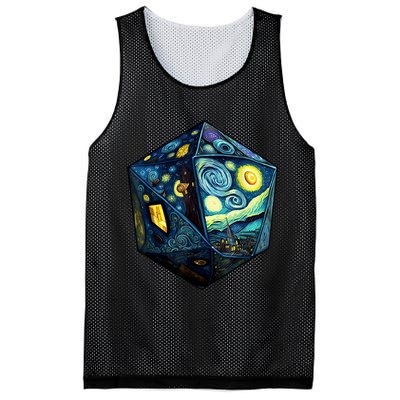D20 Dice Art Van Gogh Starry Night Cool Realistic D20 Dice Mesh Reversible Basketball Jersey Tank