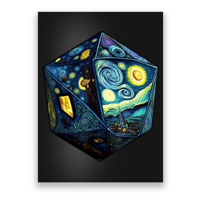 D20 Dice Art Van Gogh Starry Night Cool Realistic D20 Dice Poster