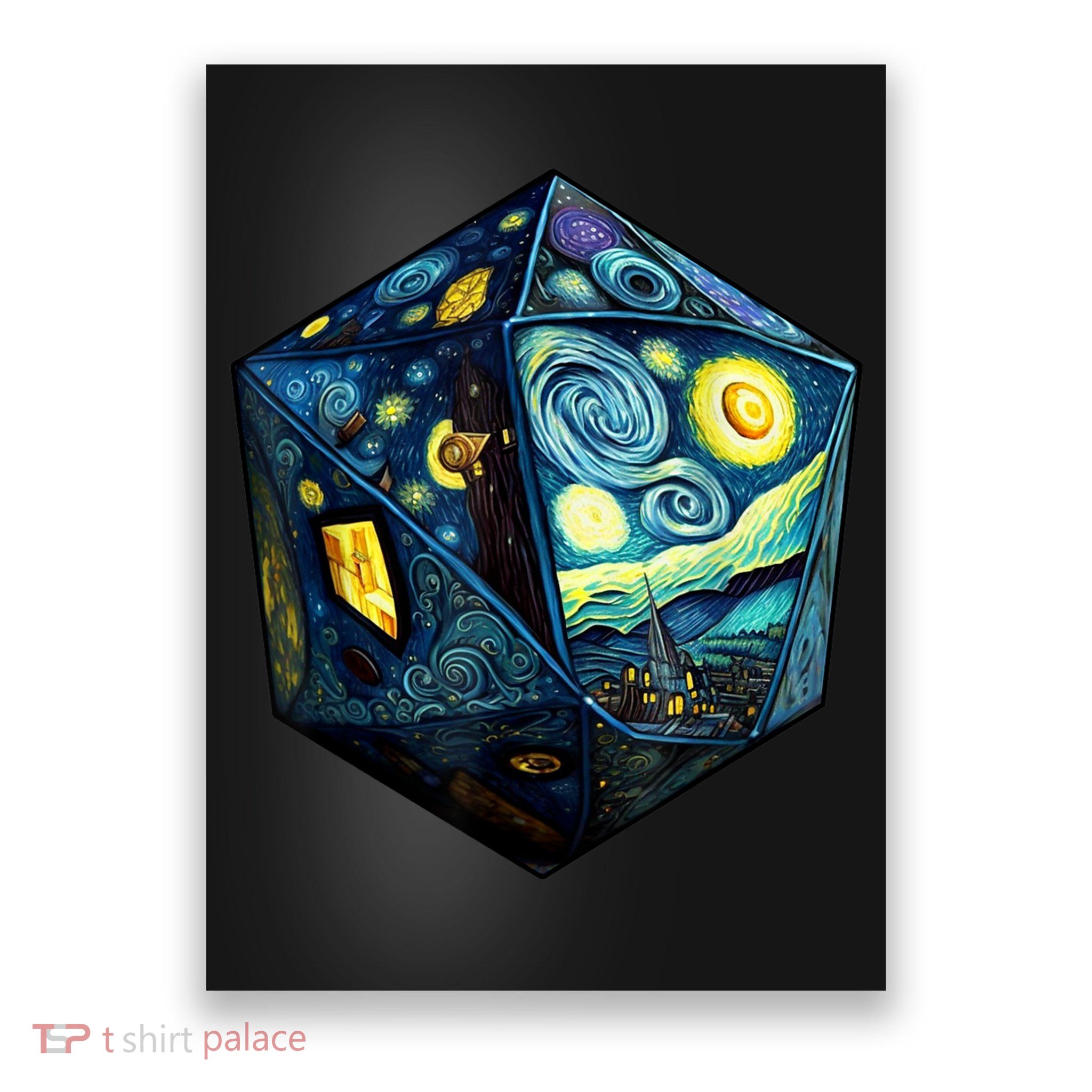 D20 Dice Art Van Gogh Starry Night Cool Realistic D20 Dice Poster