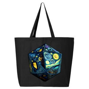 D20 Dice Art Van Gogh Starry Night Cool Realistic D20 Dice 25L Jumbo Tote