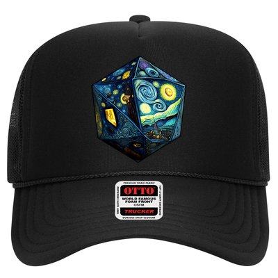 D20 Dice Art Van Gogh Starry Night Cool Realistic D20 Dice Trucker Hat