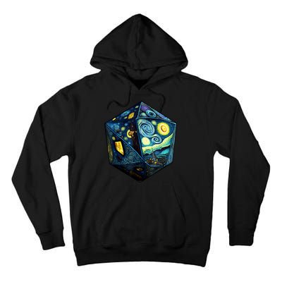 D20 Dice Art Van Gogh Starry Night Cool Realistic D20 Dice Tall Hoodie