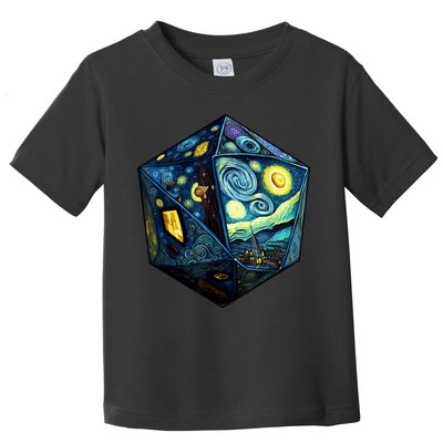 D20 Dice Art Van Gogh Starry Night Cool Realistic D20 Dice Toddler T-Shirt
