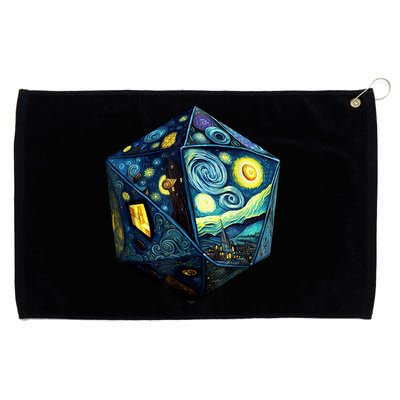 D20 Dice Art Van Gogh Starry Night Cool Realistic D20 Dice Grommeted Golf Towel