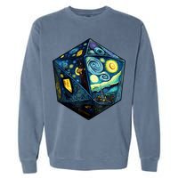 D20 Dice Art Van Gogh Starry Night Cool Realistic D20 Dice Garment-Dyed Sweatshirt