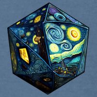 D20 Dice Art Van Gogh Starry Night Cool Realistic D20 Dice Garment-Dyed Sweatshirt
