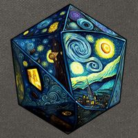 D20 Dice Art Van Gogh Starry Night Cool Realistic D20 Dice Cotton Canvas Backpack