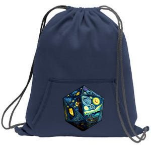 D20 Dice Art Van Gogh Starry Night Cool Realistic D20 Dice Sweatshirt Cinch Pack Bag