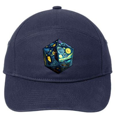 D20 Dice Art Van Gogh Starry Night Cool Realistic D20 Dice 7-Panel Snapback Hat