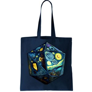 D20 Dice Art Van Gogh Starry Night Cool Realistic D20 Dice Tote Bag