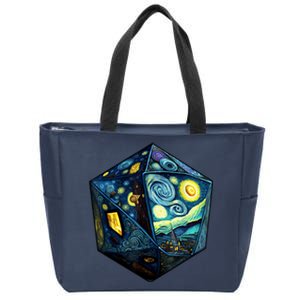 D20 Dice Art Van Gogh Starry Night Cool Realistic D20 Dice Zip Tote Bag