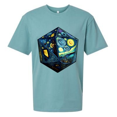D20 Dice Art Van Gogh Starry Night Cool Realistic D20 Dice Sueded Cloud Jersey T-Shirt