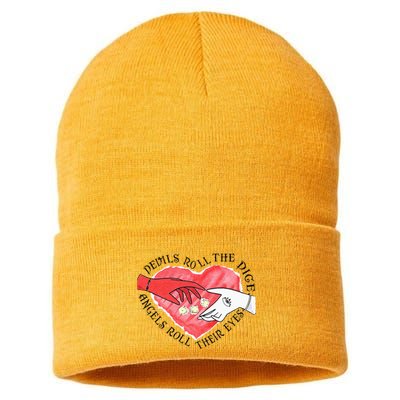 Devils Dice Angels Eyes Valentines Day Costume Sustainable Knit Beanie