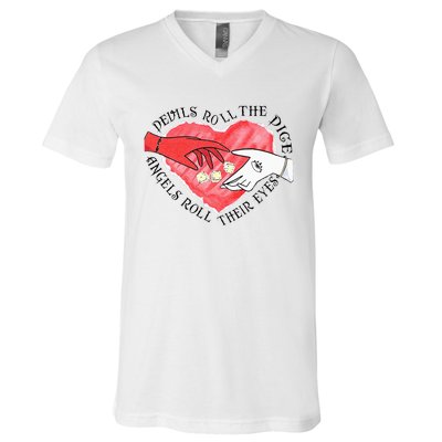 Devils Dice Angels Eyes Valentines Day Costume V-Neck T-Shirt