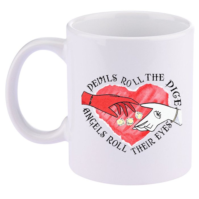 Devils Dice Angels Eyes Valentines Day Costume 11oz C Handle Ceramic Mug