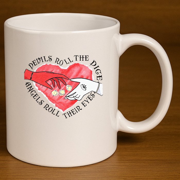 Devils Dice Angels Eyes Valentines Day Costume 11oz C Handle Ceramic Mug