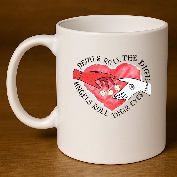 Devils Dice Angels Eyes Valentines Day Costume 11oz C Handle Ceramic Mug