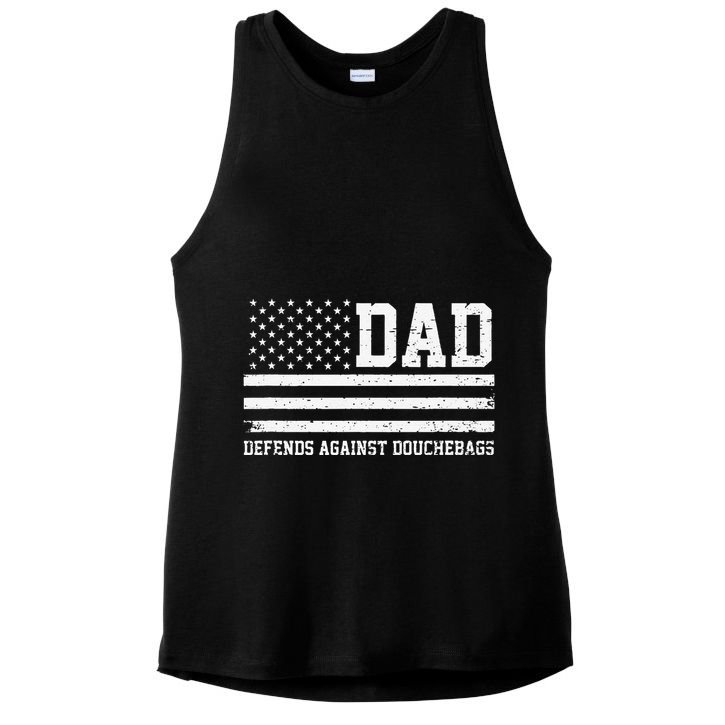 Dad Defends Against Douchebags Apparel Father Day Quote Ladies PosiCharge Tri-Blend Wicking Tank
