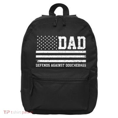 Dad Defends Against Douchebags Apparel Father Day Quote 16 in Basic Backpack
