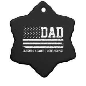 Dad Defends Against Douchebags Apparel Father Day Quote Ceramic Star Ornament