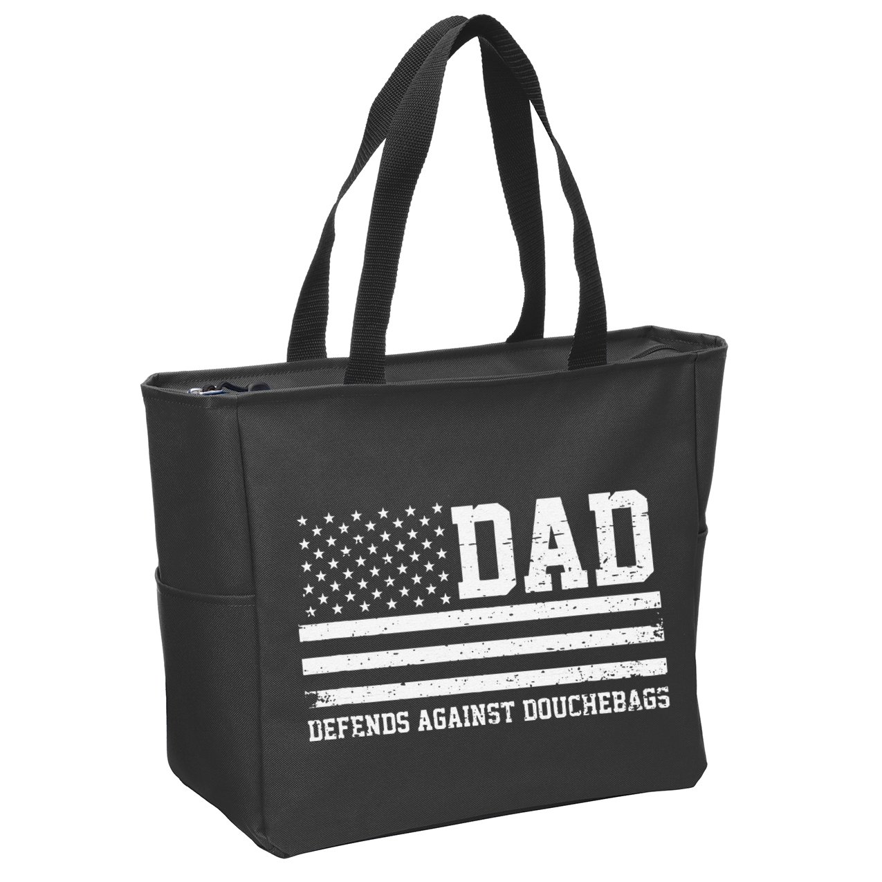 Dad Defends Against Douchebags Apparel Father Day Quote Zip Tote Bag