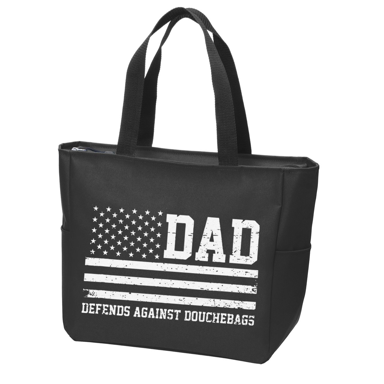 Dad Defends Against Douchebags Apparel Father Day Quote Zip Tote Bag