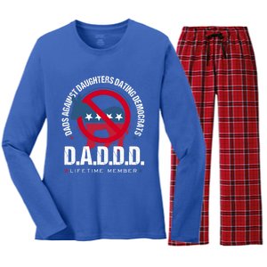 Daddd Dads Against Daughters Dating Democrats Gift Women's Long Sleeve Flannel Pajama Set 