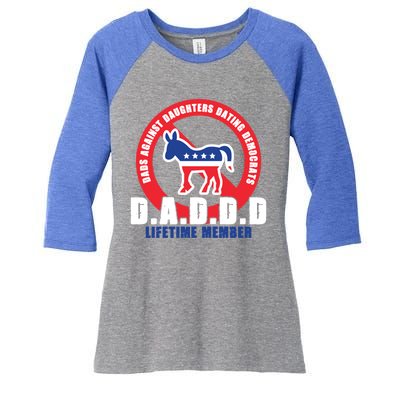 Daddd Dads Against Daughters Dating Democrats Gift Women's Tri-Blend 3/4-Sleeve Raglan Shirt