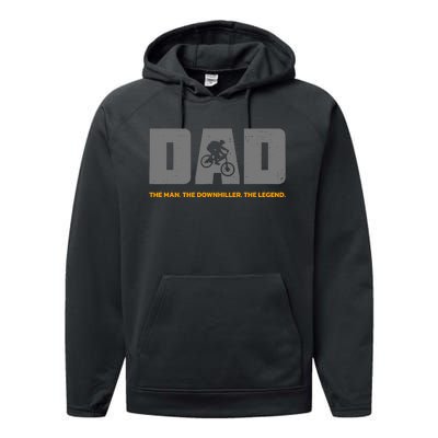 Downhill Dad And Downhill Mountain Biking For Downhill Performance Fleece Hoodie