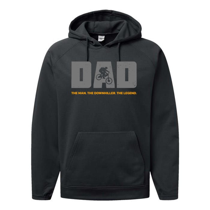 Downhill Dad And Downhill Mountain Biking For Downhill Performance Fleece Hoodie