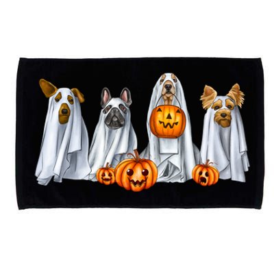 Dog Dressed As Ghost Spooky Season Ghost Dogs Halloween Gift Microfiber Hand Towel