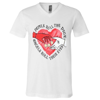 Devils Dice Angels Eyes Valentines Day V-Neck T-Shirt