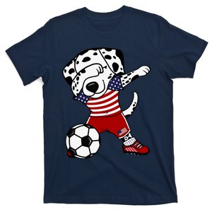 Dabbing Dalmatian America Soccer Fan Jersey Us Flag Football T-Shirt