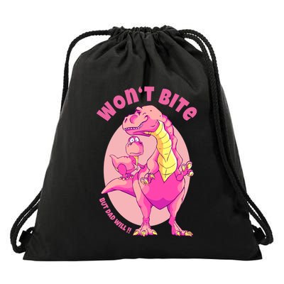 Dinosaur Dino And Daddysaurus Trex Funny Gift Drawstring Bag