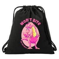 Dinosaur Dino And Daddysaurus Trex Funny Gift Drawstring Bag